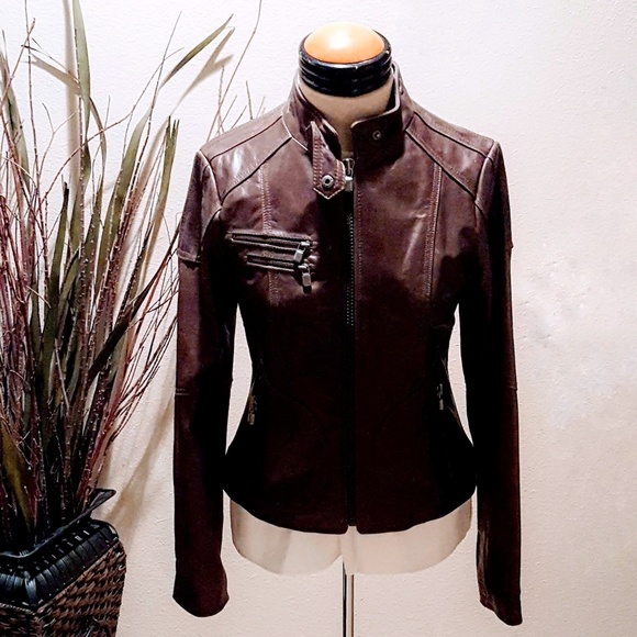 NWOT Genuine leather  Chocolate Brown jacket ๐ - Picture 3 of 8